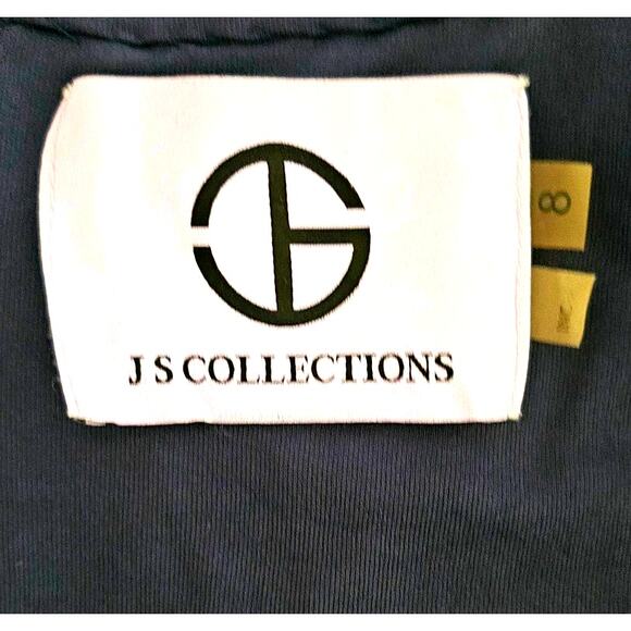 J S Collections Short Sleeve Mesh Dress Cocktail Navy Blue SZ 8 - Picture 4 of 10